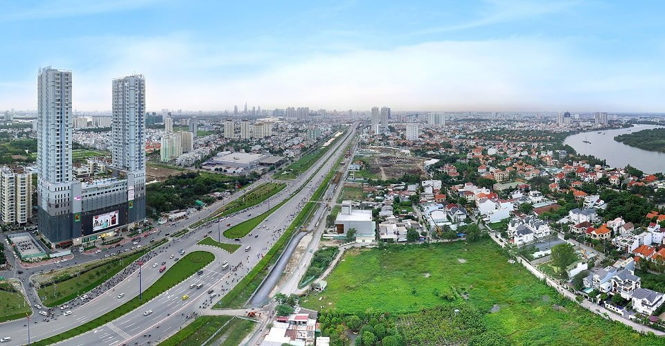 Overview of the office building for lease Thao Dien 