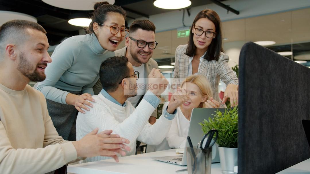 Team collaboration in coworking office space